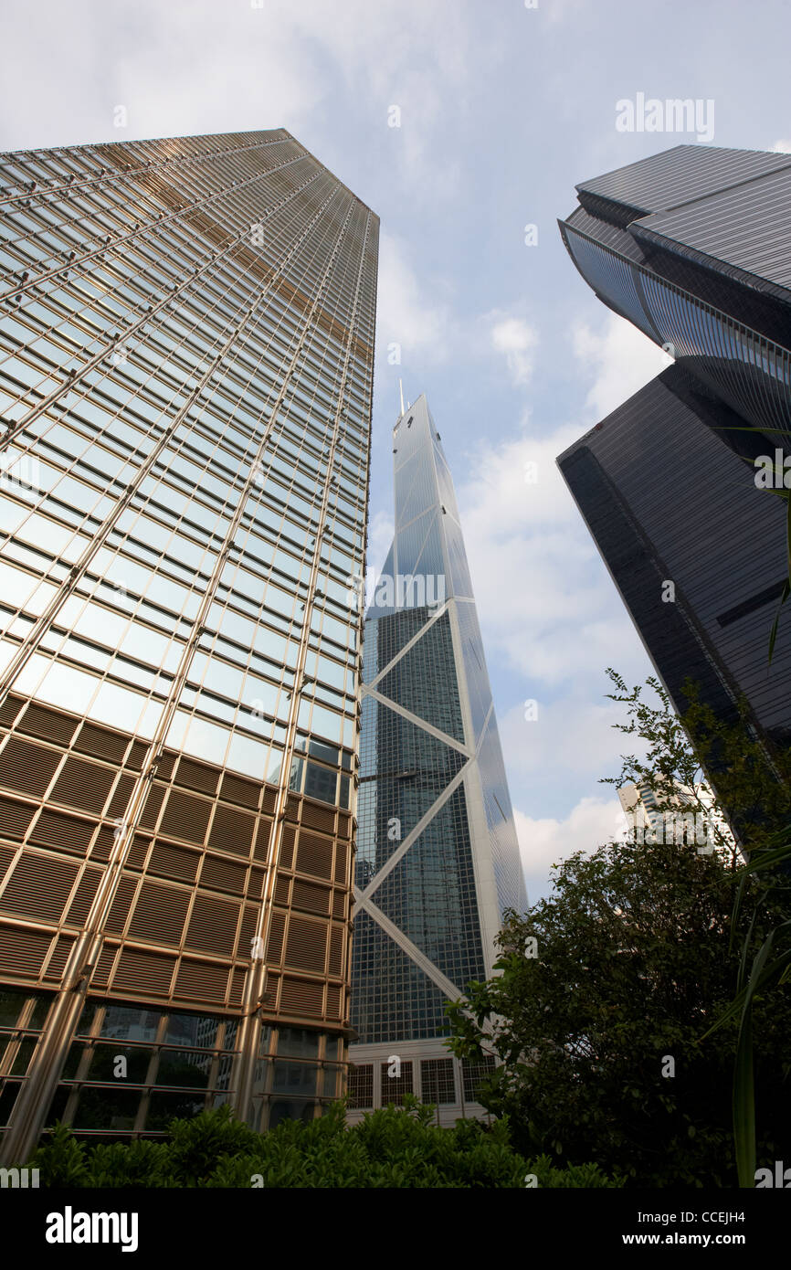 Cheung Kong Bank of China und Icbc und Citibank Türme Wolkenkratzer Gebäude Hongkong Sonderverwaltungsregion Hongkong China Zentralasien Stockfoto