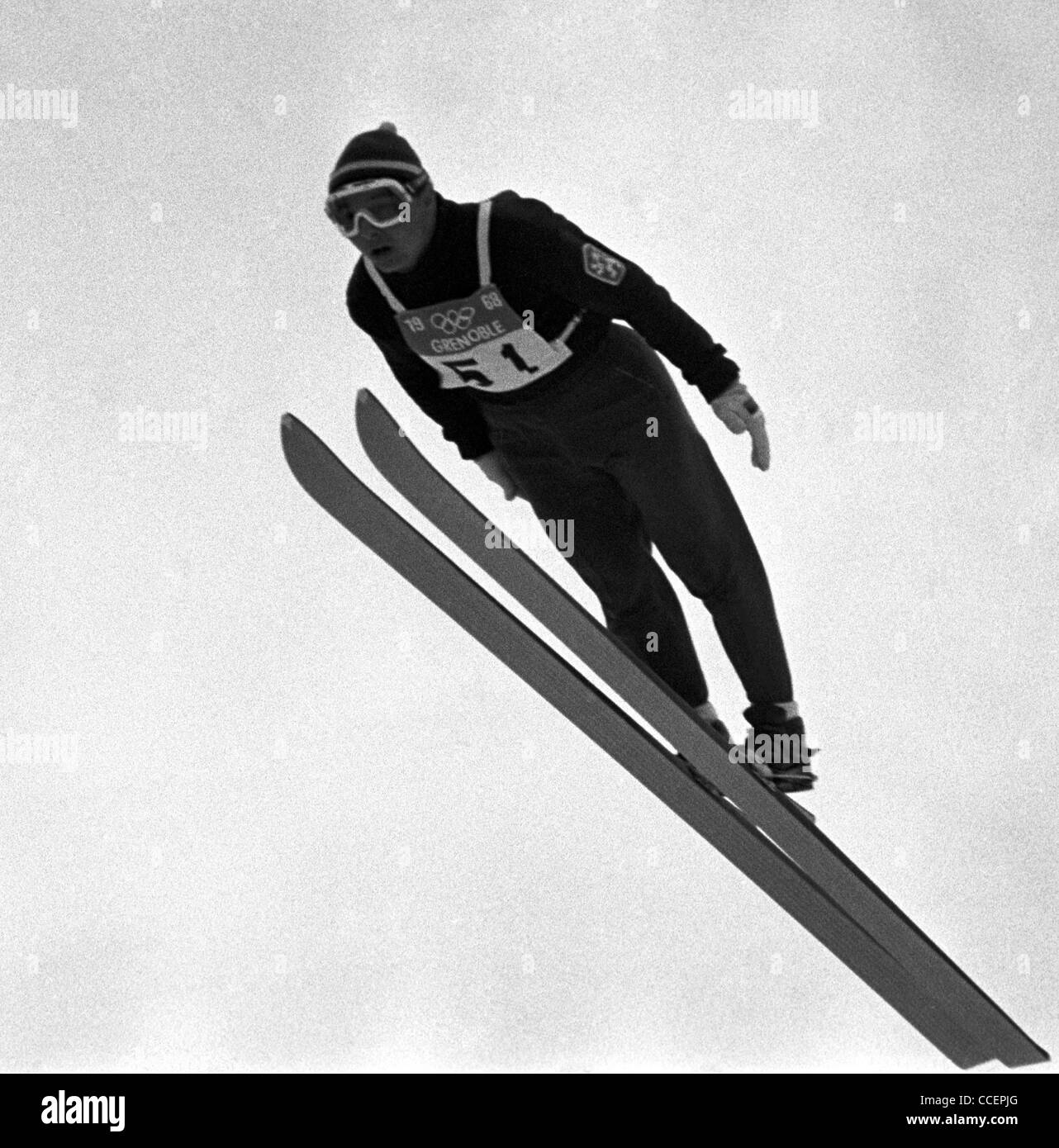 Datei Foto *** tschechoslowakischer Skispringer Jiri Raska gilt während der Olympischen Spiel Rennen in Grenoble 1968 gewann er den Stockfoto