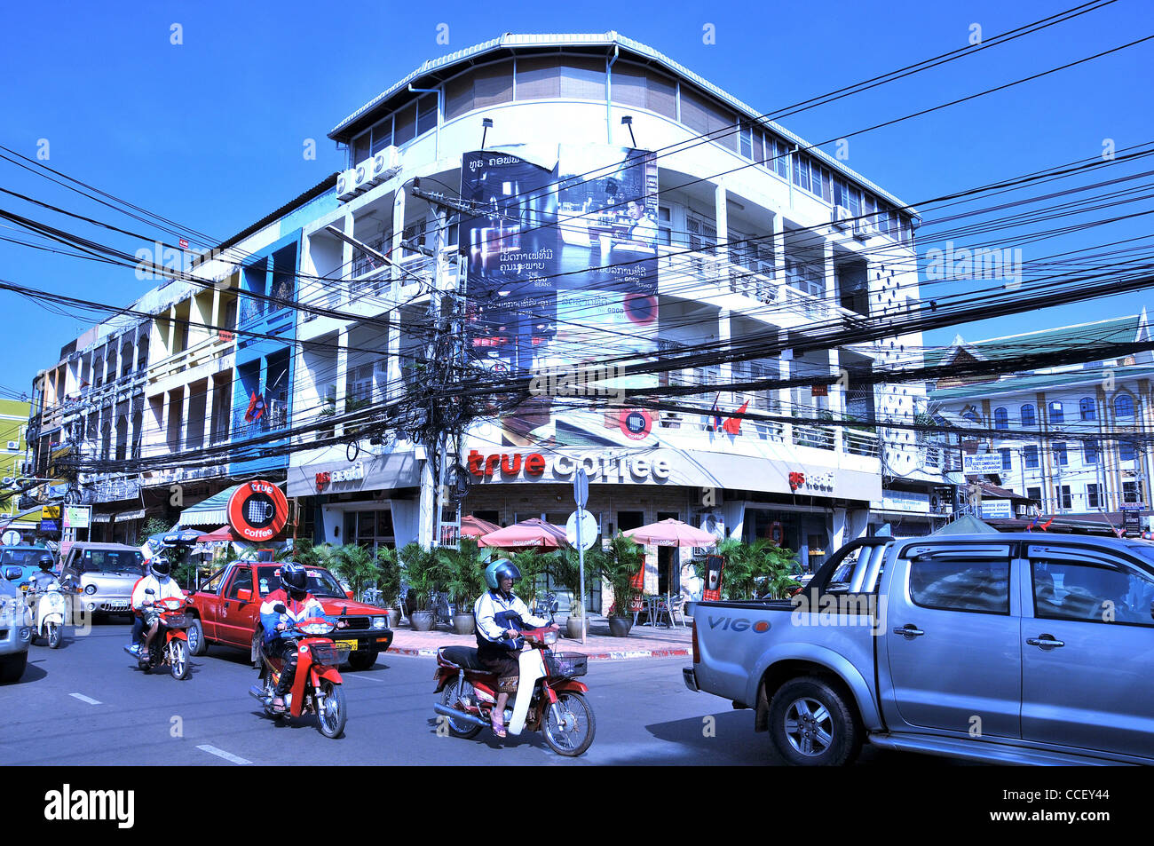Straßenszene Verkehr Vientiane Laos Stockfoto