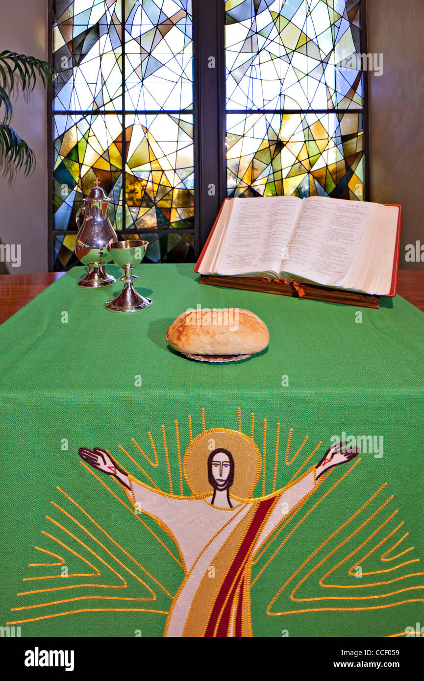 Ein Altar set für Kommunion Stockfoto