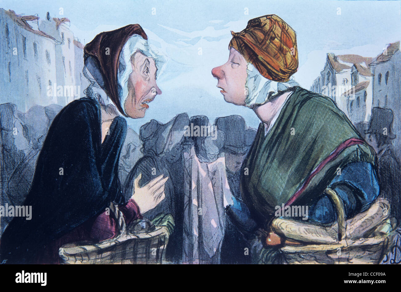 Paris Frauen chatten, reden, tratschen & beschweren. "Typen Parisiens" von Honoré Daumier 1808-79 Stockfoto