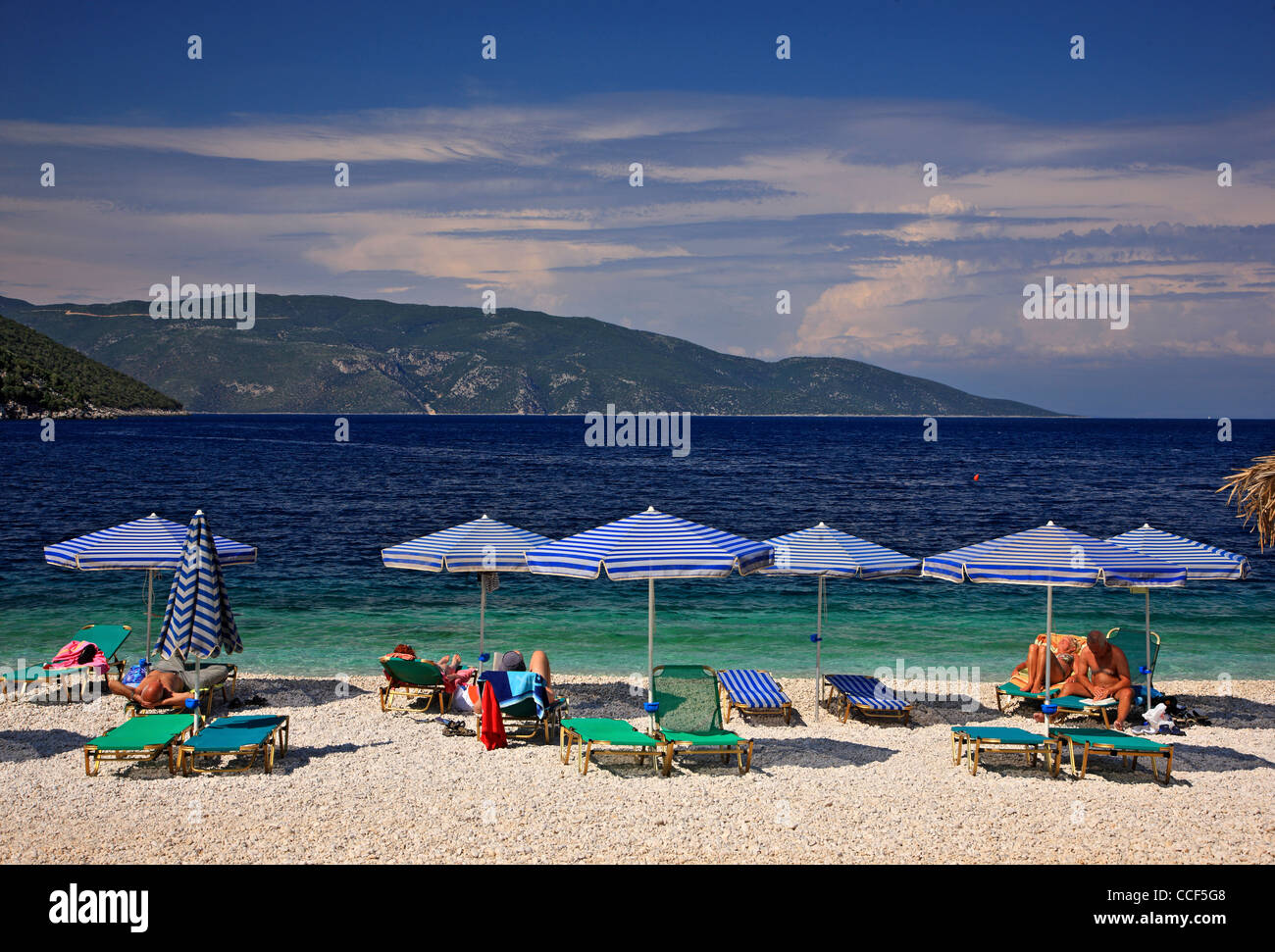 Antisamos Strand, nahe dem Hafen Dorf von Sami, Insel Kefalonia, Ionische Meer, Griechenland. Stockfoto
