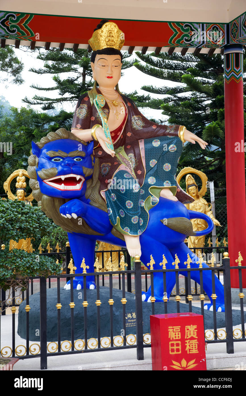 Statue von Manjusri an der zehntausend Buddhas Kloster Sha tin neue Gebiete Hongkong Sonderverwaltungsregion Hongkong China Asien Stockfoto