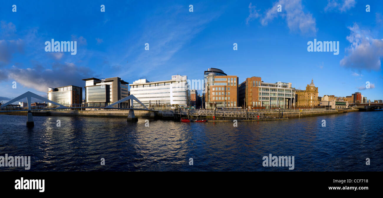 Panorama-Bild des River Clyde, Glasgow, Schottland, UK. Stockfoto