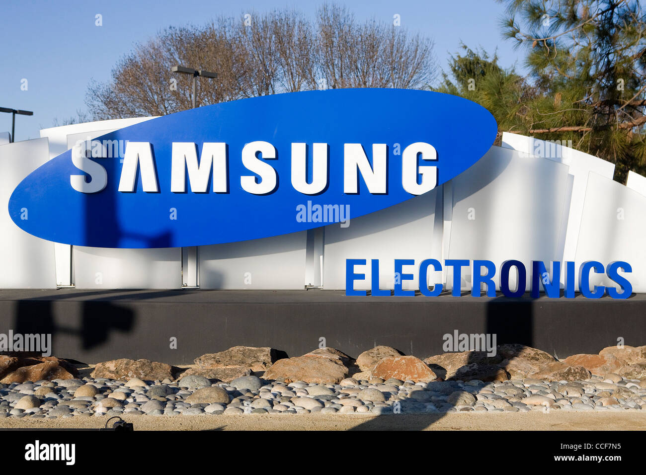 Ein Bürogebäude von Samsung Electronics besetzt. Stockfoto
