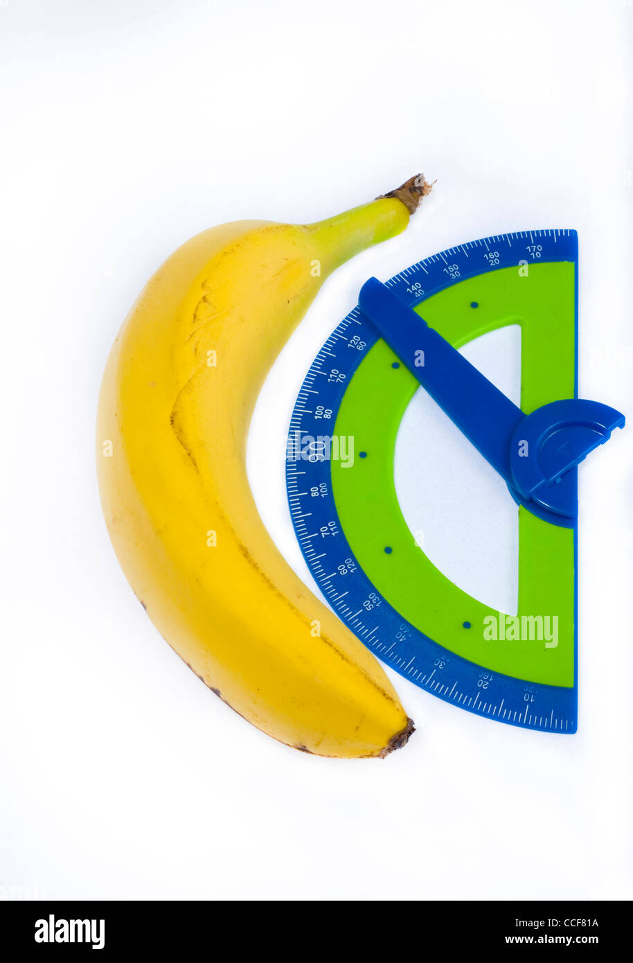 Diese Banane ist mit diesen Winkelmesser gemessen wird Stockfoto