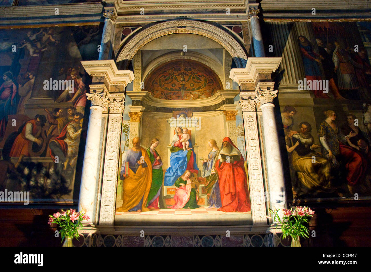 San Zaccaria Altarbild von Giovanni Bellini, Kirche San Zaccaria, Venedig, Italien Stockfoto