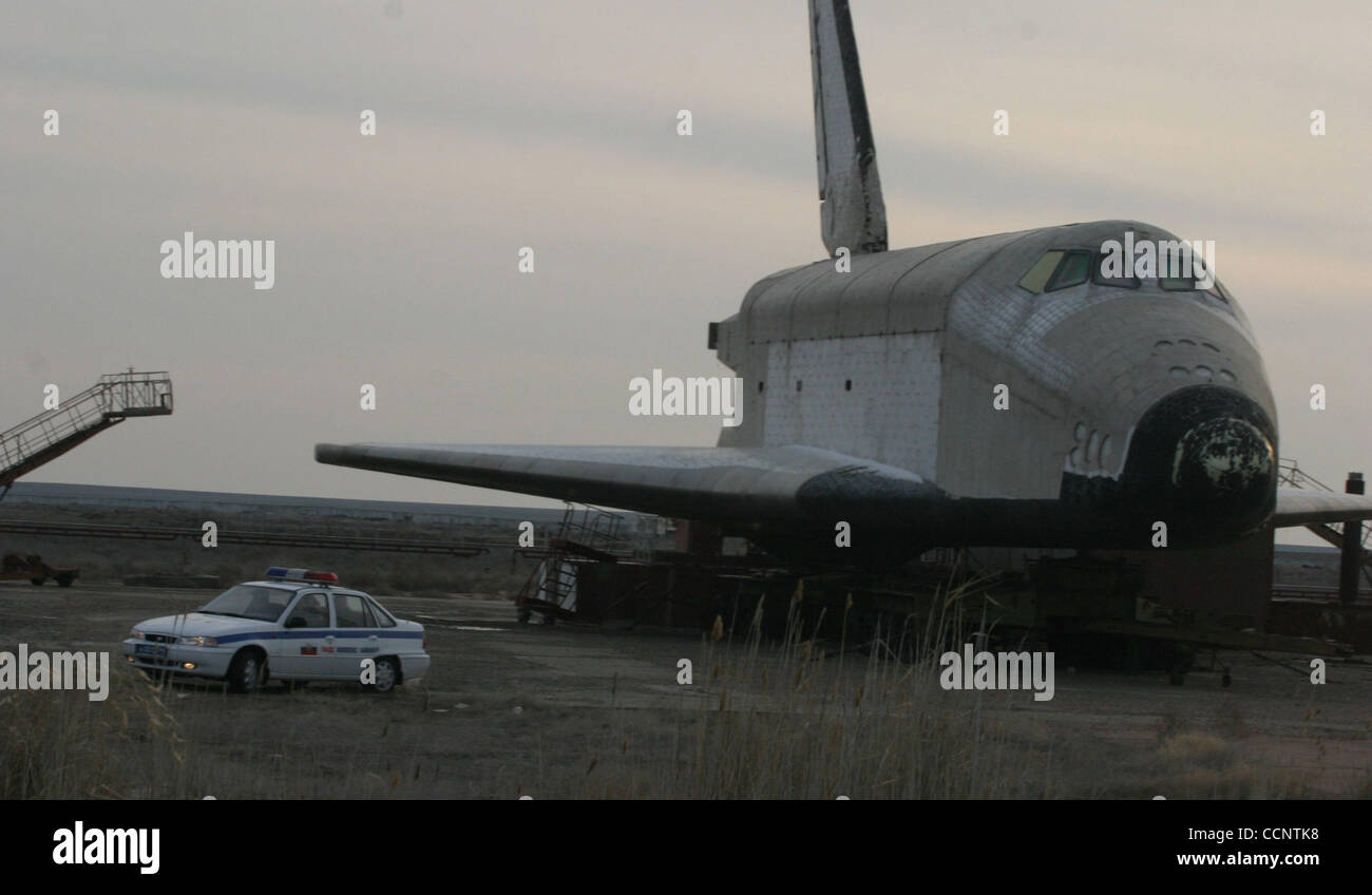 Buran Raumschiff am Weltraumbahnhof Baikonur Stockfoto