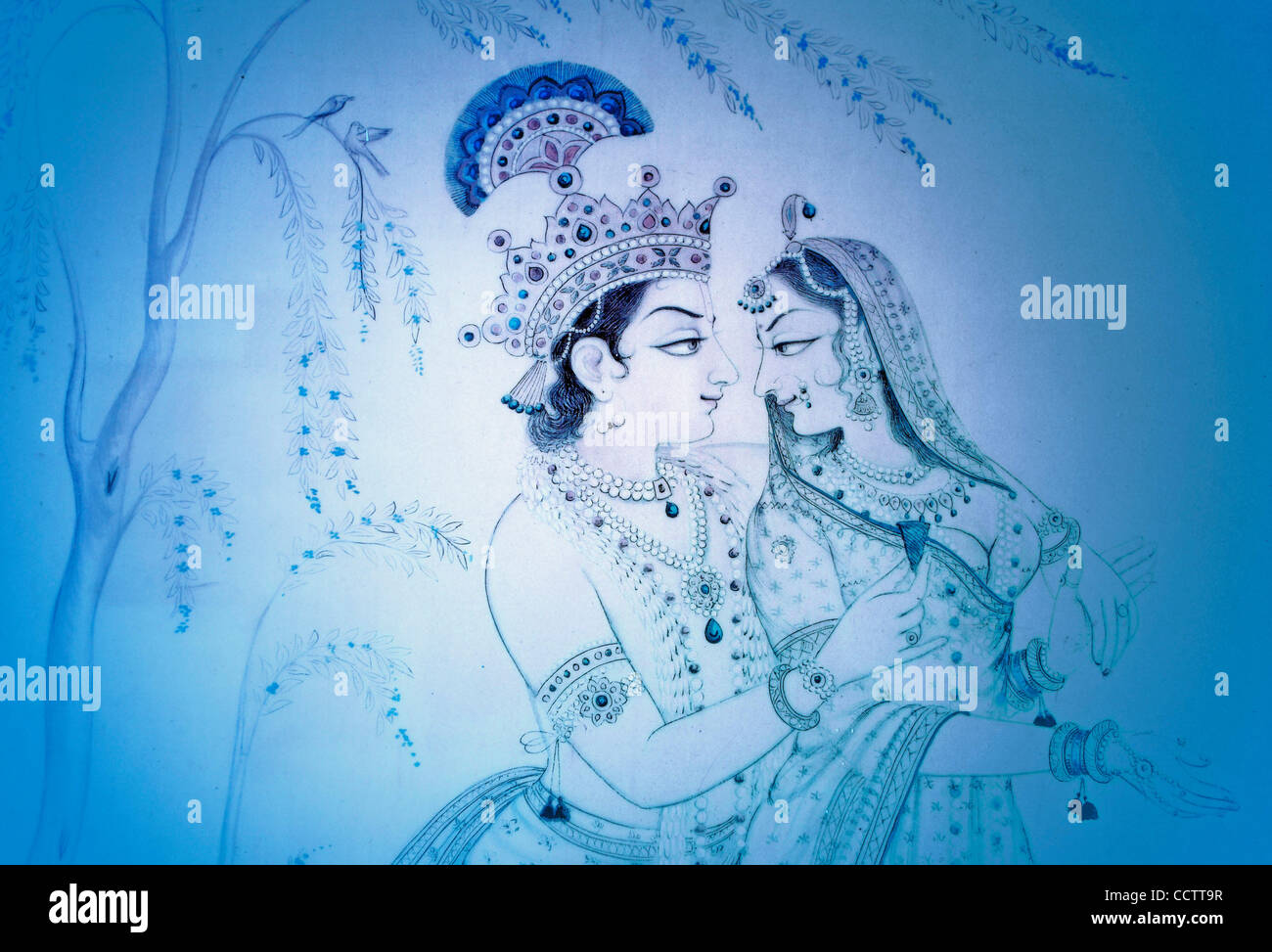 Ein Gemälde von Radha Krishna in Vrindavan. Stockfoto Ein Gemälde von Radha Krishna in Vrindavan. Stockfoto