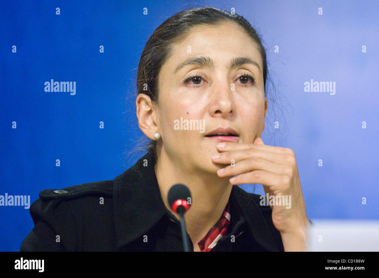 Befreiten französisch-kolumbianische Geisel Ingrid Betancourt während einer Pressekonferenz im Europäischen Parlament in Brüssel, 8. Oktober 2008.  Ref: B912 121875 0006 Datum: 08.10.2008 obligatorische CREDIT: UPPA/Photoshot Stockfoto