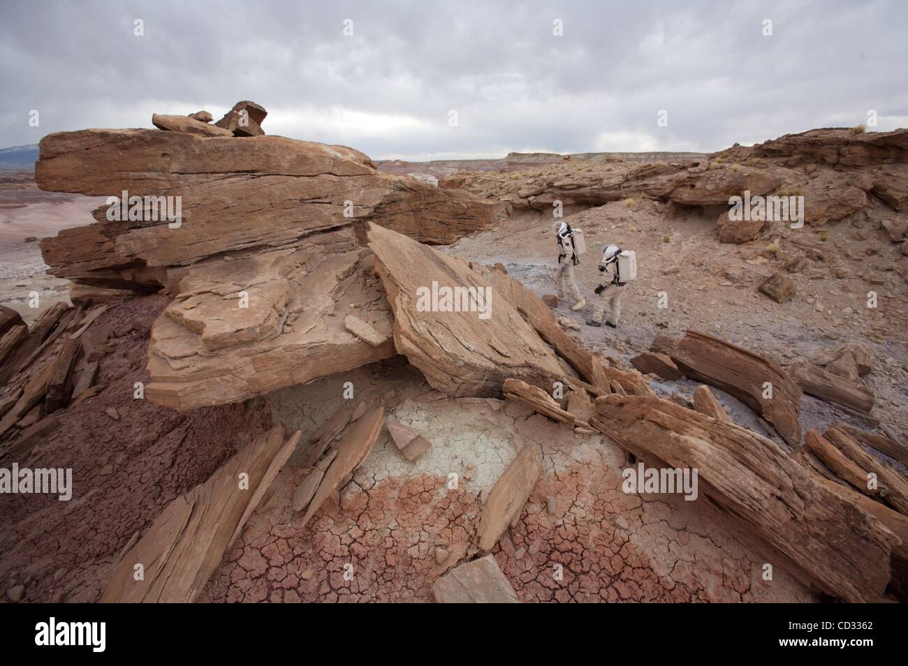 6. April 2008 widmet - Hanksville, Utah, USA - der Mars Society, zur Förderung der Erforschung und Besiedlung des Mars. Mars Analog Forschungsstationen sind Laboratorien für lernen, wie man auf einem anderen Planeten leben und arbeiten. Die Utah Mars Desert Research Station beherbergt Teams von Geologen, astrobiolog Stockfoto