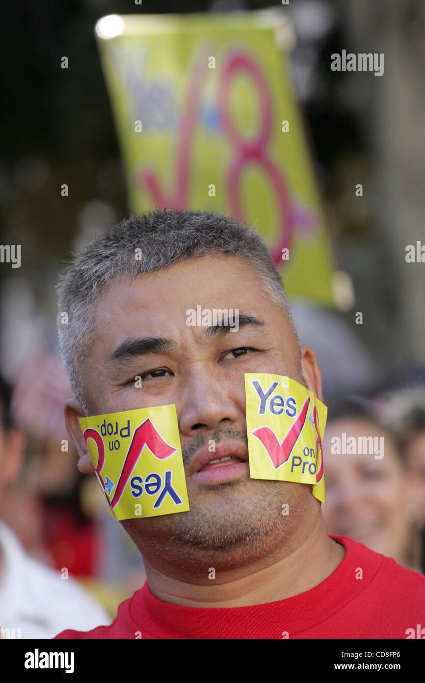 Tausende von Anhängern der Proposition 8 begleiten Sie die multi-ethnischen Gruppen Rally bei außerhalb von Los Angeles City Hall auf Sonntag, 2. November 2008. (Foto von Ringo Chiu / Zuma Press) Stockfoto