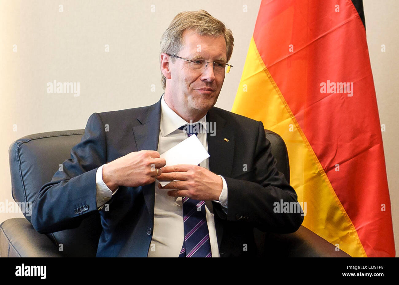 8. Juli 2010 - Brüssel, BXL, Belgien - Hauptsitz der deutsche Bundespräsident Christian Wulff vor einem Treffen der EU-Rat in Brüssel am 2010-07-08 von Wiktor Dabkowski (Credit-Bild: © Wiktor Dabkowski/ZUMApress.com) Stockfoto