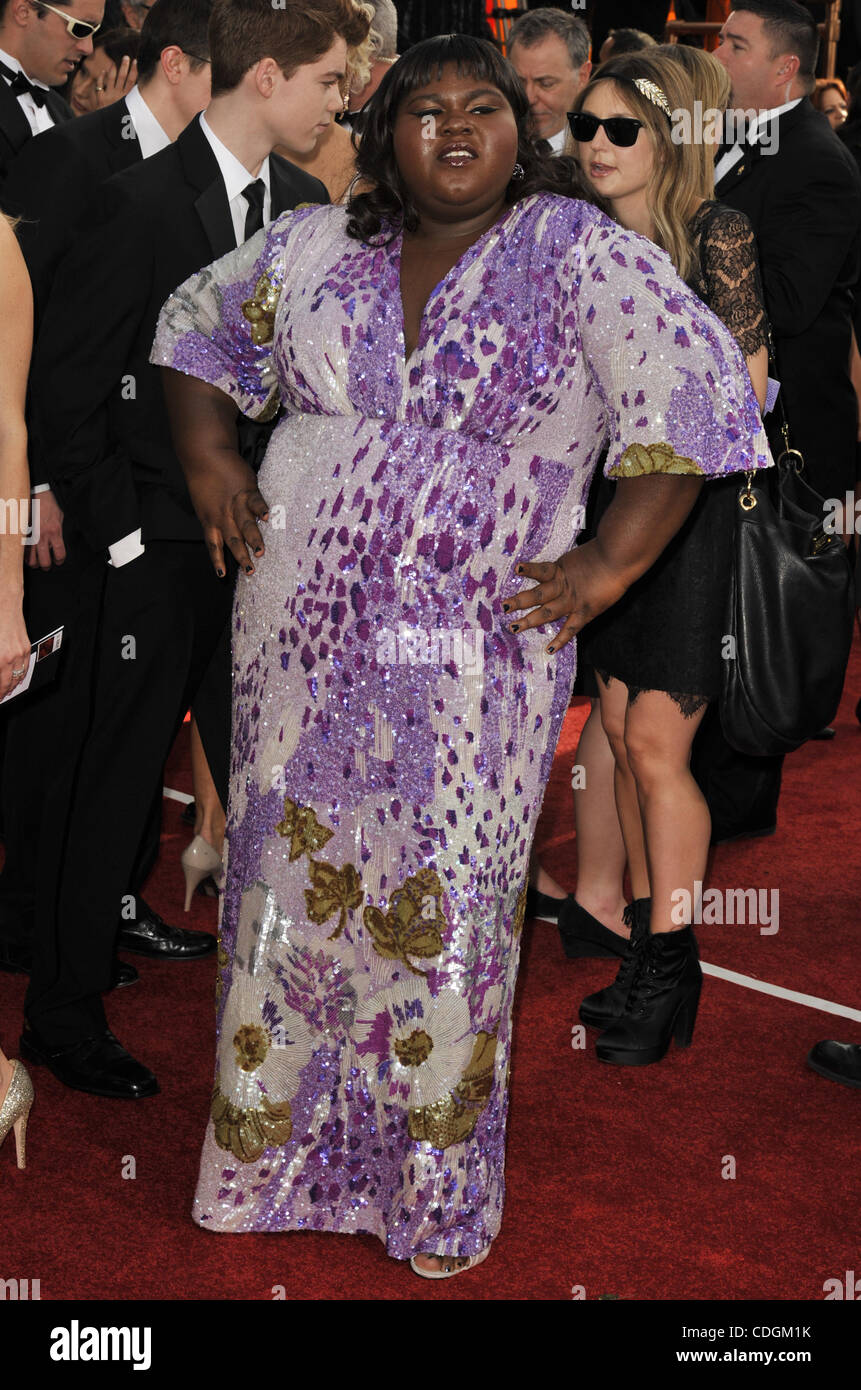 16. Januar 2011 kommt - Beverly Hills, Kalifornien, USA - GABOUREY SIDIBE bei der 68. Golden Globe Awards. (Kredit-Bild: © MFL/ZUMAPRESS.com) Stockfoto