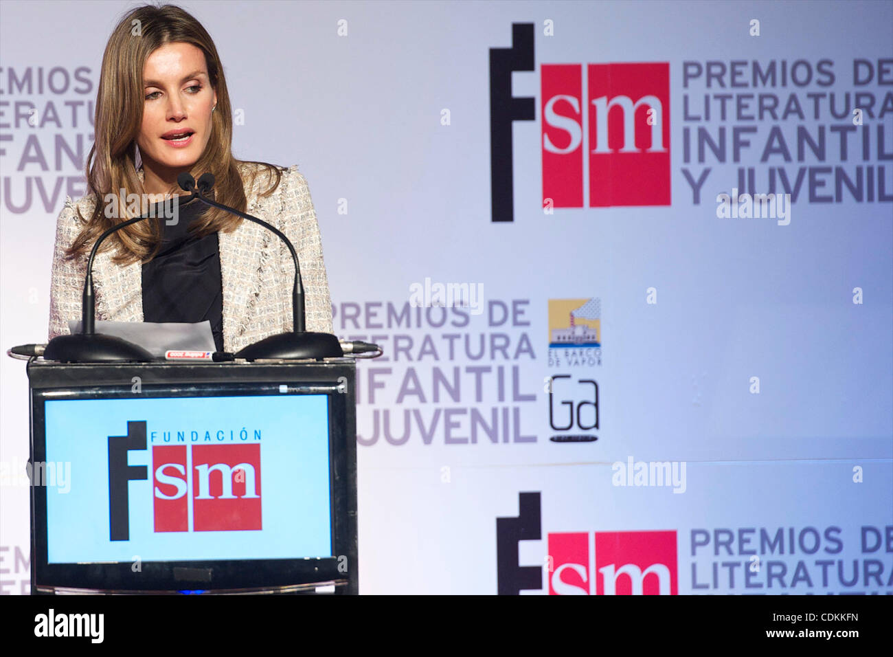 Prinzessin Letizia besucht die Auszeichnungen für Kinder-und Jugendliteratur "El Barco de Vapor und Gran Angular" im Casa del Reloj in Madrid Stockfoto