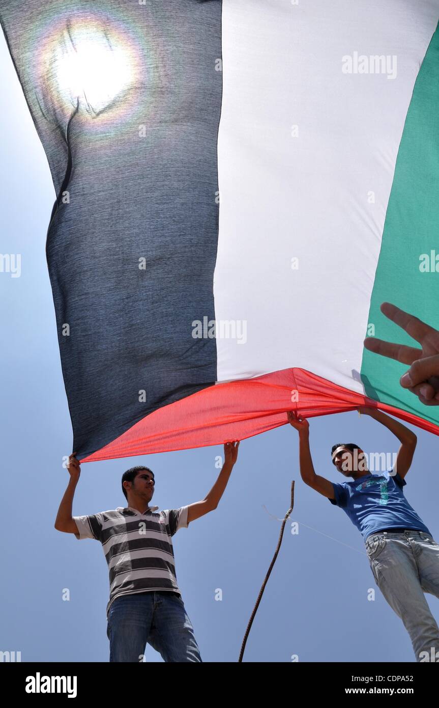 5. Juni 2011 - Gazastreifen, palästinensische Territory.Restrictio - Palästinenser besuchen eine Demonstration zum Gedenken an die 44. Jahrestag der Niederlage des arabisch-israelischen Krieg von 1967, in der Nähe von Erez Grenzübergang zwischen Israel und der nördlichen Gaza-Streifen, 5. Juni 2011. Palästinenser in und außerhalb der besetzten te Stockfoto