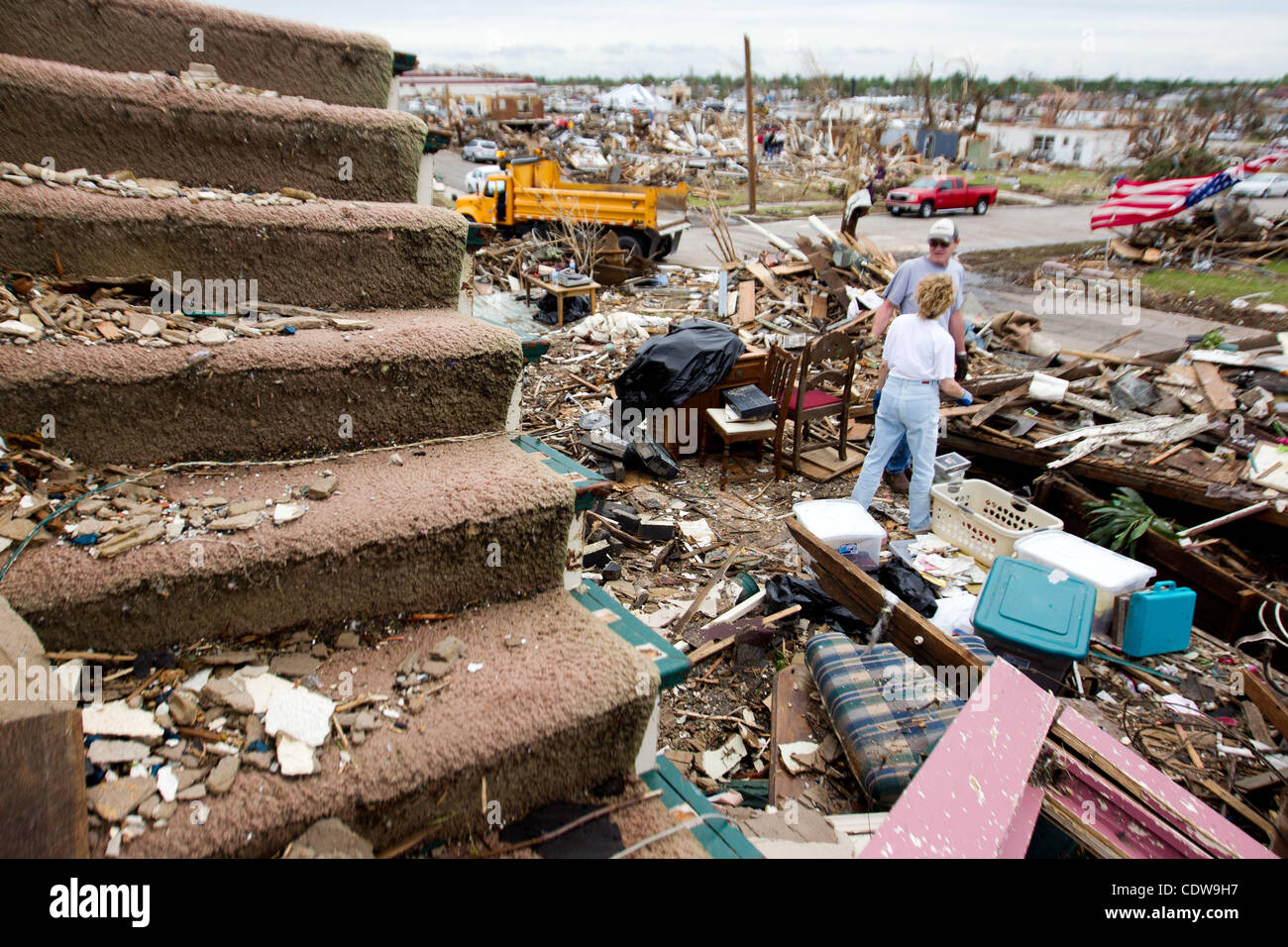Keith und Robin Harden Hause war einer der schlimmsten hit Häuser in dem Sturm, der durch Joplin, Missouri auf Sonntag, 22. Mai 2011 kam. Der Tornado, der die Gegend verwüstet riss ab der zweiten Ebene ihres Hauses. Stockfoto