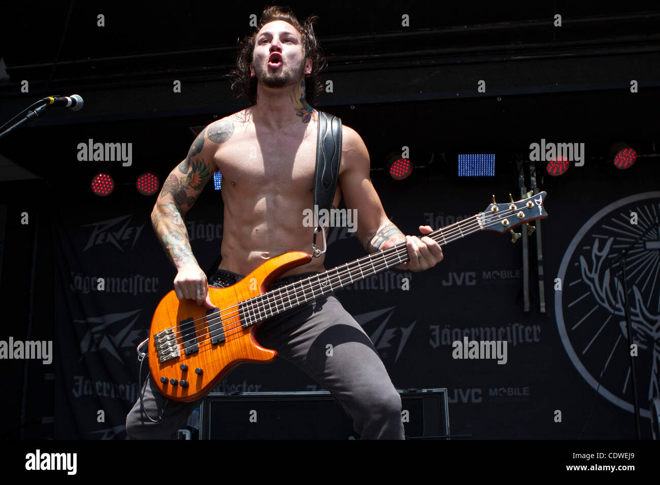 24. Mai 2011 - führt Columbus, Ohio, USA - Ägypten zentrale Bassist Joey Chicago am Rock On the Range Crew Stadium, Columbus, Ohio. (Kredit-Bild: © Scott Stuart/Southcreek Global/ZUMAPRESS.com) Stockfoto