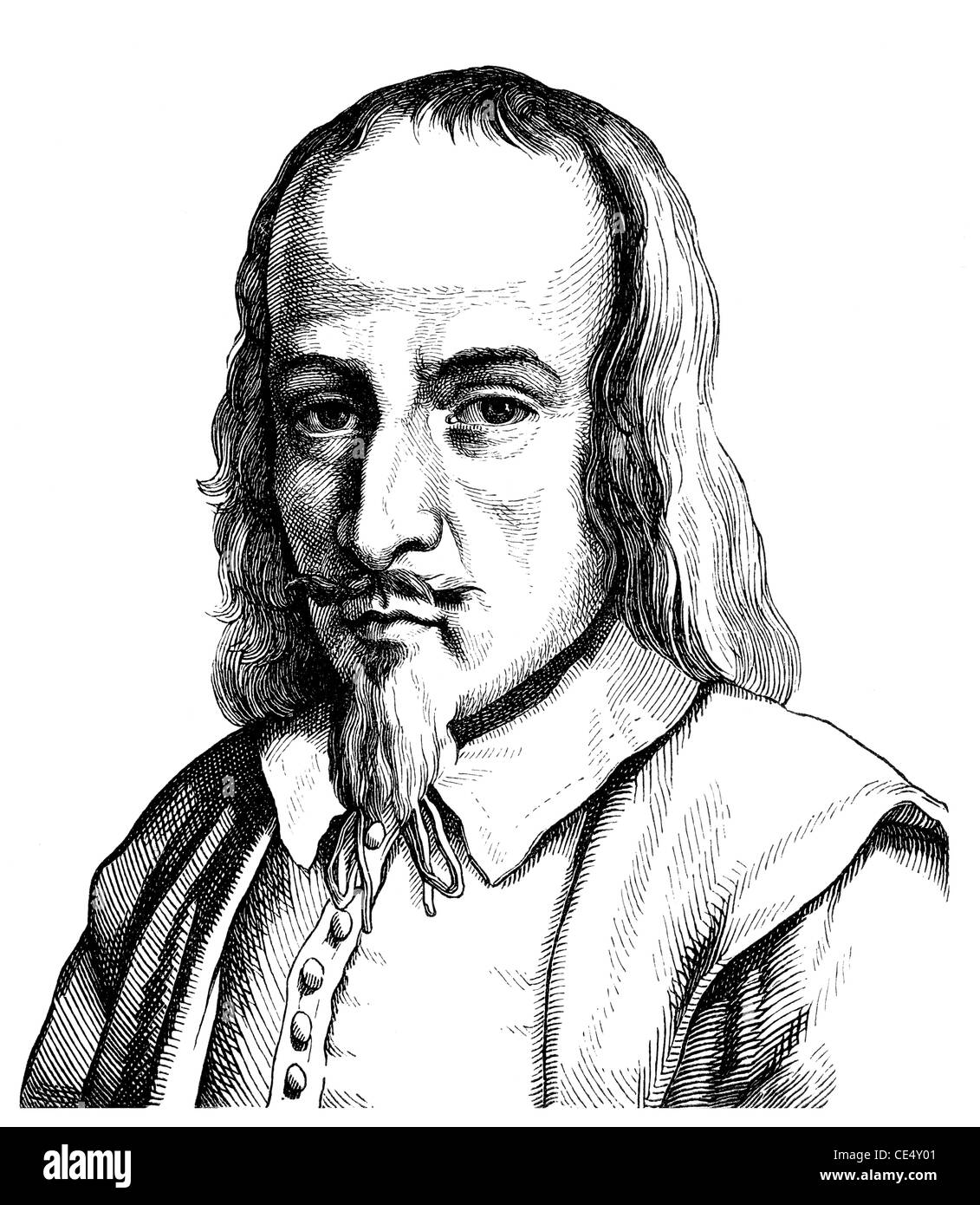 Historische Zeichnung des 19. Jahrhunderts, Jakob Boehme, 1575-1624, deutscher Mystiker, Philosoph und christlicher Theosoph Stockfoto