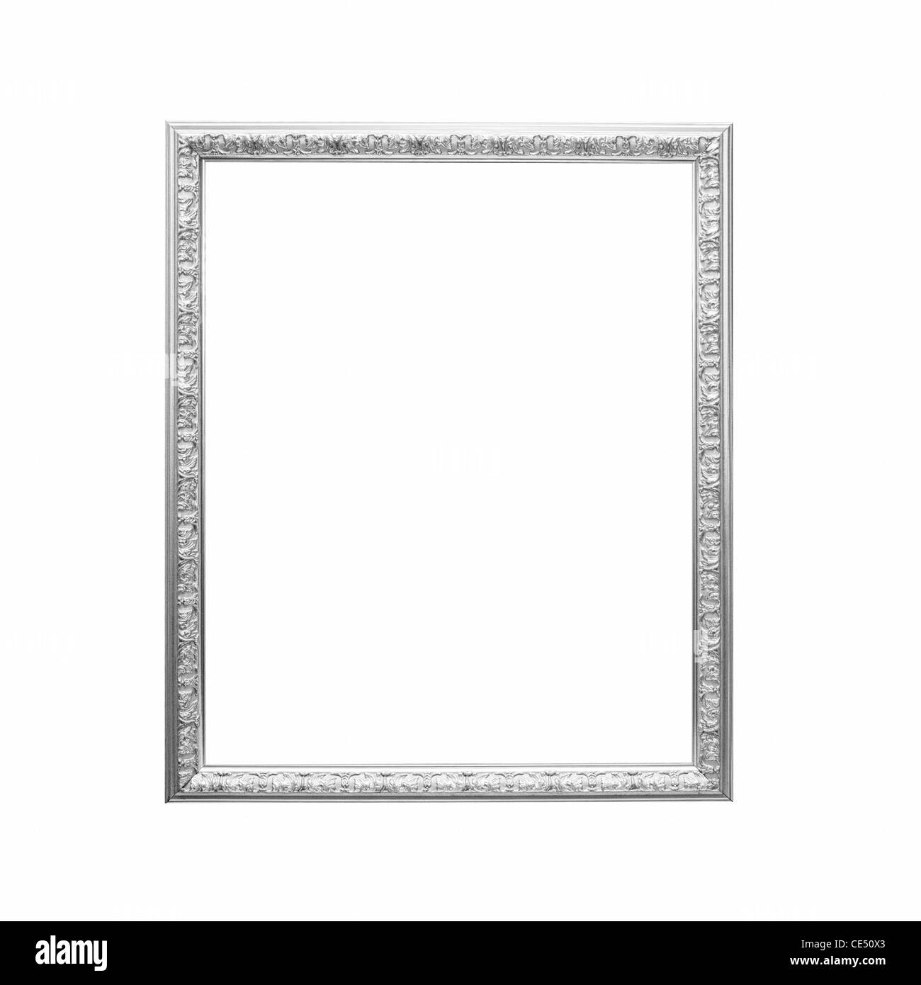 Antik Silber Rahmen isoliert auf weißem Hintergrund Stockfoto