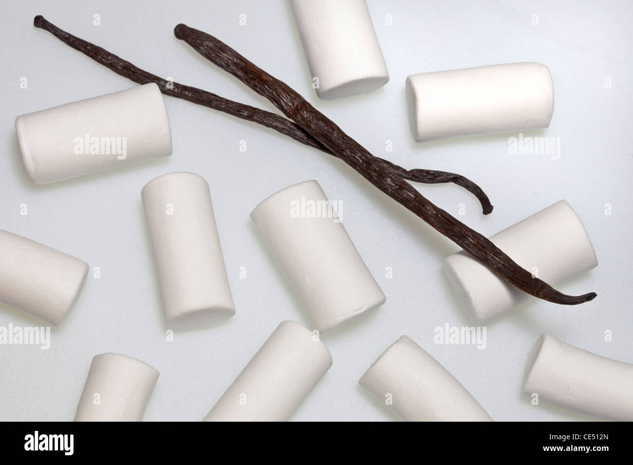 Weiße Bio Marshmallows mit Vanille-Geschmack Stockfoto
