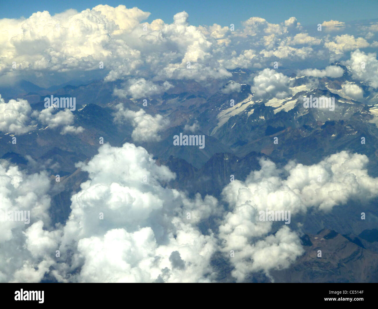 Flugzeug über die Anden Stockfoto