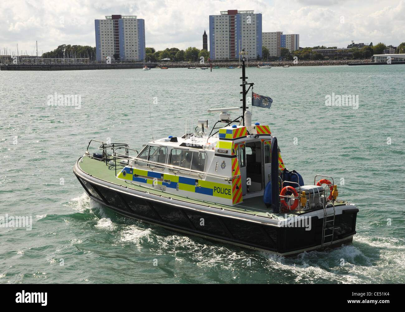 Ministry Of Defence starten "Schwert" unterwegs im Hafen von Portsmouth. Stockfoto