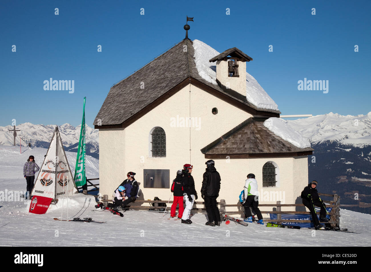 Kapelle am Gipfel des Kronplatz, Bruneck, Puster Tal, Südtirol, Italien, Europa Stockfoto