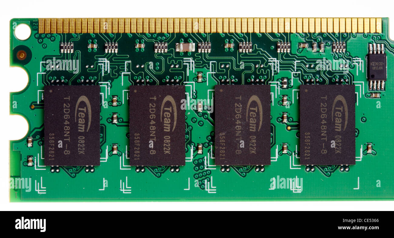 Computerplatine mit Speichermodulen. RAM Random Access Memory. Stockfoto