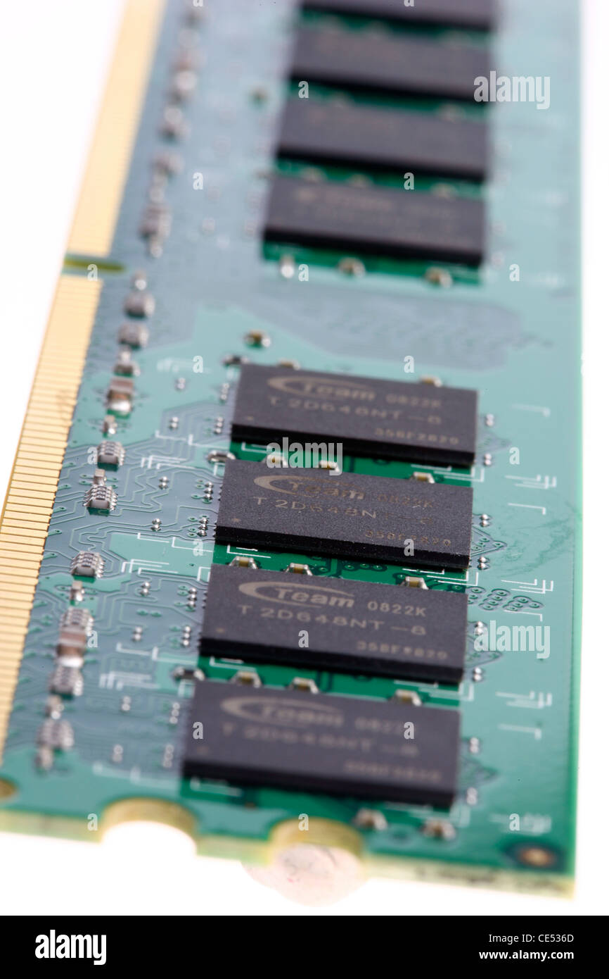 Computerplatine mit Speichermodulen. RAM Random Access Memory. Stockfoto