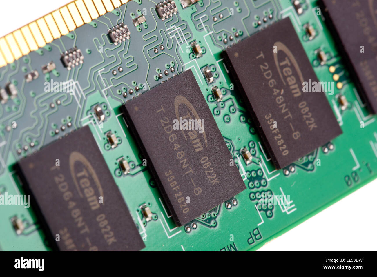 Computerplatine mit Speichermodulen. RAM Random Access Memory. Stockfoto