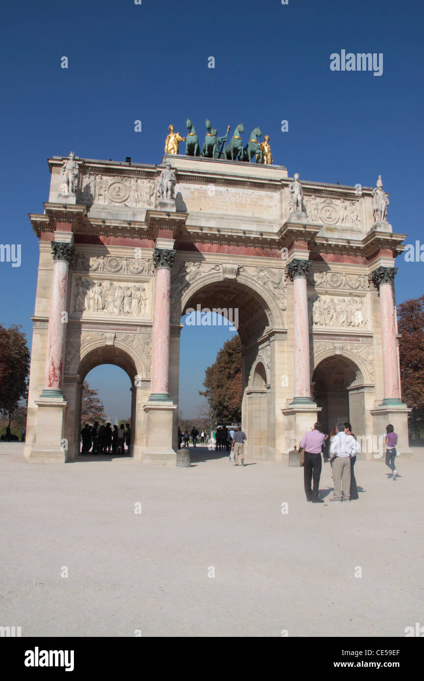 Karussell Triumphbogen, Place du Carrousel, in der Nähe von Jardin des Tuileries, Paris, Frankreich Stockfoto