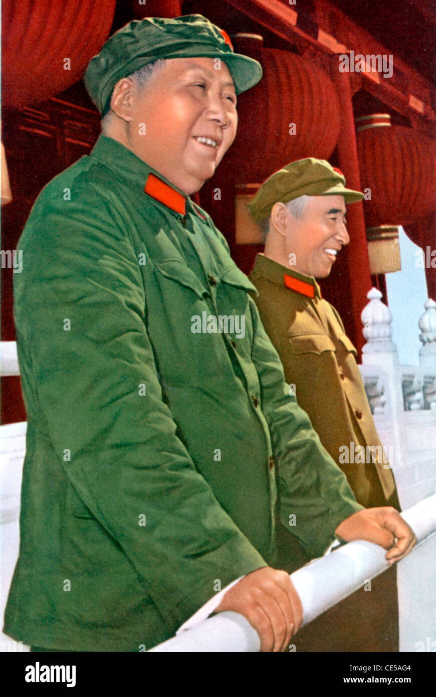 Mao Zedong - * 26.12.1893 - 09.09.1976: Propaganda-Plakat aus dem Vorsitzenden der kommunistischen Partei Chinas und Lin Biao von 1966. Stockfoto
