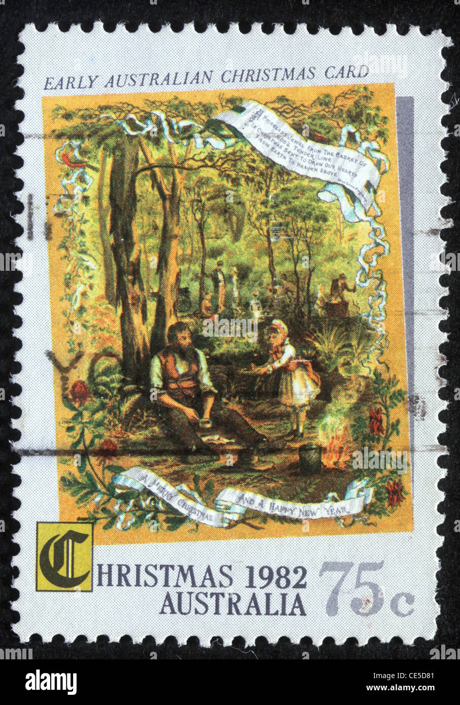 Ein Gruß Weihnachten Briefmarke gedruckt in Australien, ca. 1982 Stockfoto