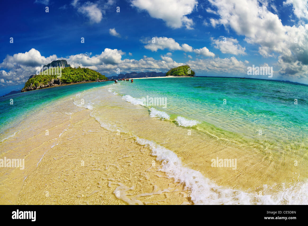 Tropischer Strand, Andamanensee, Thailand, fisheye Schuss Stockfoto
