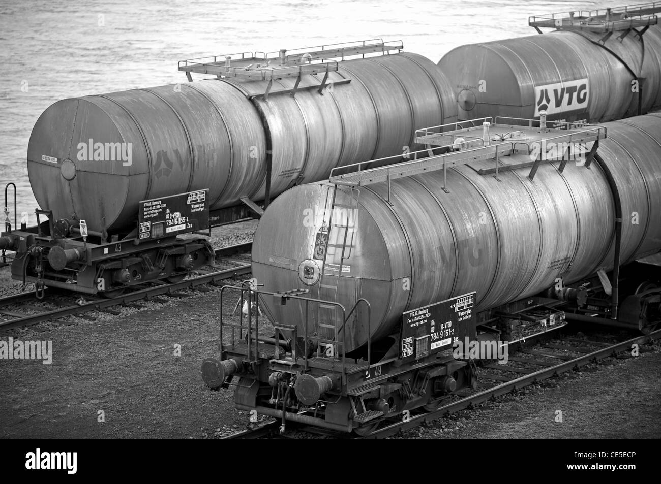 Eisenbahn-Tanker beladen mit Wasser Gas Deutschland Stockfoto