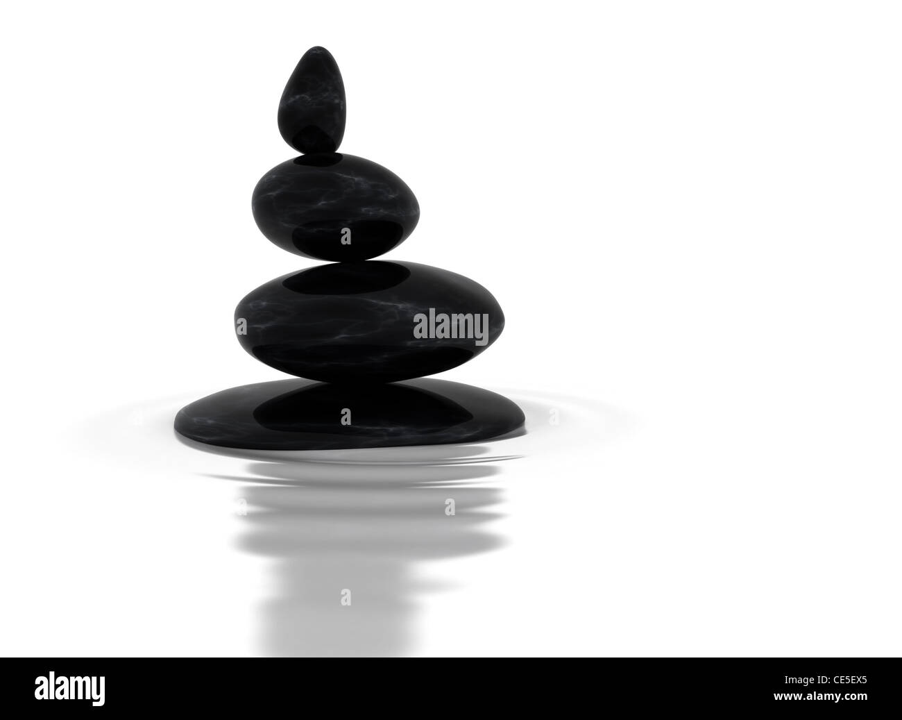 Ruhige Szene schwarzen Steinen im Gleichgewicht Stockfoto
