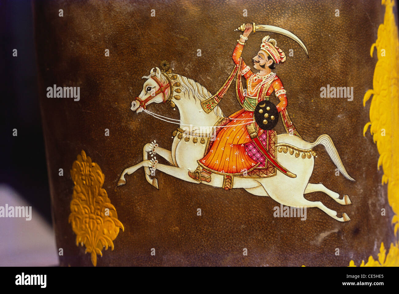 Malerei auf Kamel verstecken Rajput Mann Soldaten Reiten eine Pferd-Indien Stockfoto