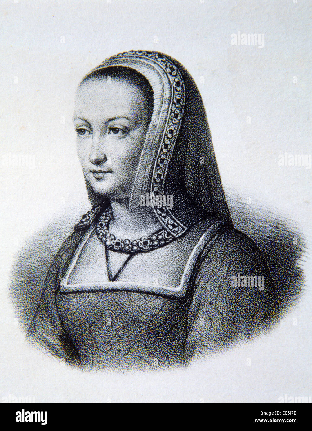 Porträt von Anne, Herzogin der Bretagne (1476-1514) oder Anne der Bretagne, französische Königin Consort von Frankreich. Vintage Illustration oder Gravur Stockfoto