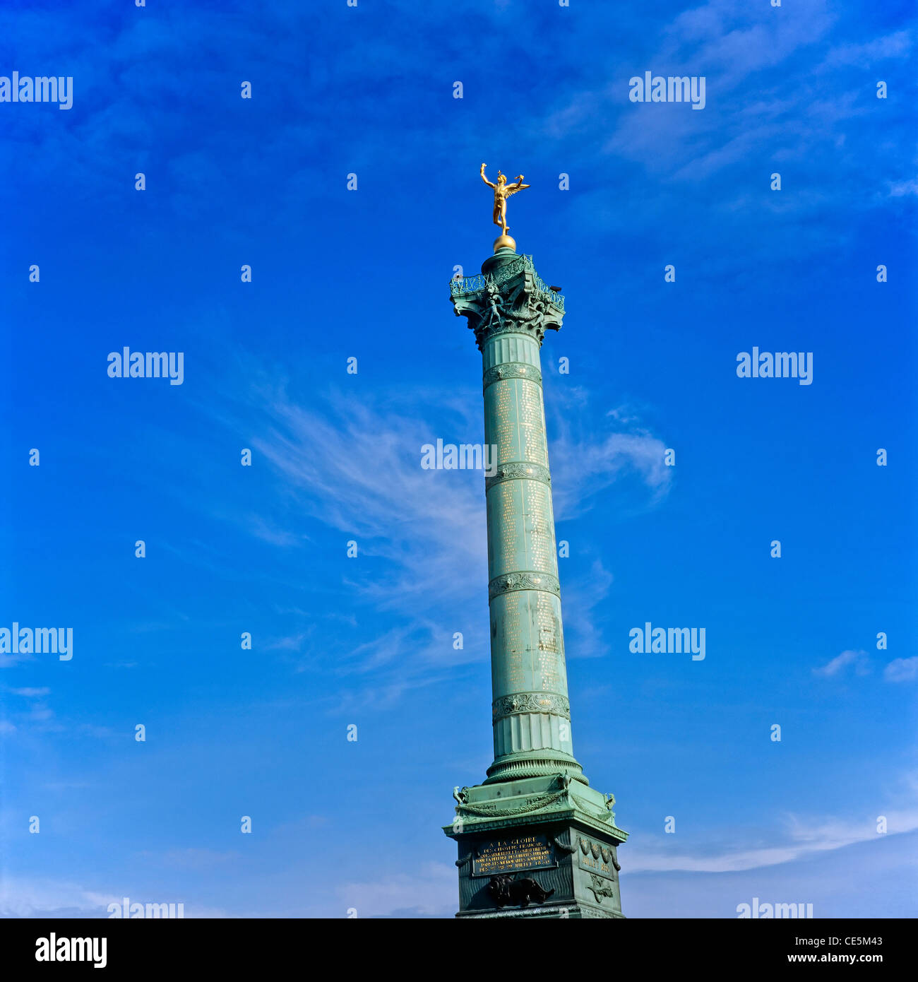 Kolonne de Juillet Juli mit der Statue „Le Génie de la Liberté“, Place de la Bastille, Paris, Frankreich, Europa Stockfoto