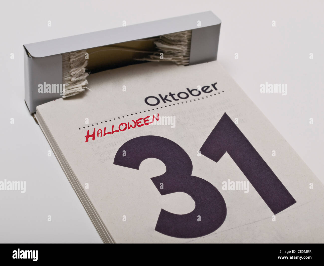 Ein Kalender weitergeleitet Den 31. Oktober, Halloween, ein | Ein Kalender zeigt Halloween am 31. Oktober Stockfoto