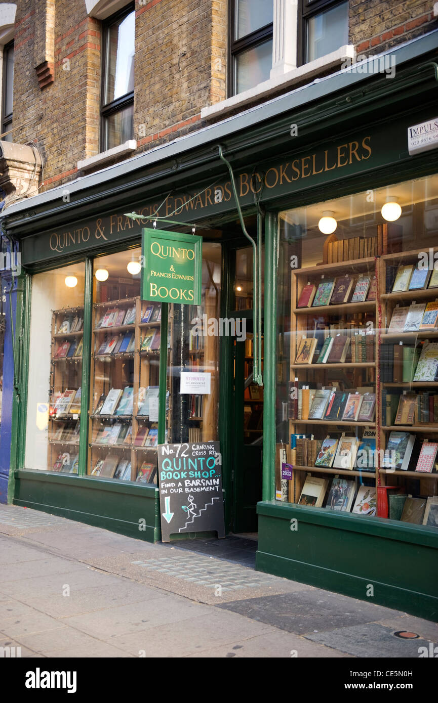 72 Charing Cross Road London Quinto & Francis Edwards Antiquare Wahrzeichen Buchhandlung nicht 84 seit 1855 Stockfoto