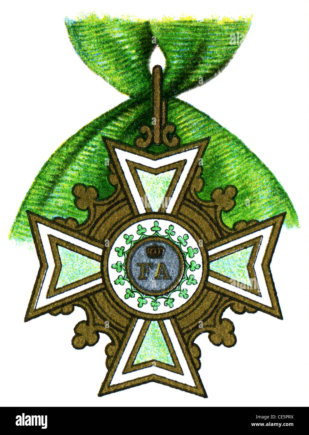 Orden der Krone Rue. (Sachsen, 1807). Veröffentlichung des Buches "Meyers Konversations-Lexikon", Band 7, Leipzig, Deutschland, 1910 Stockfoto