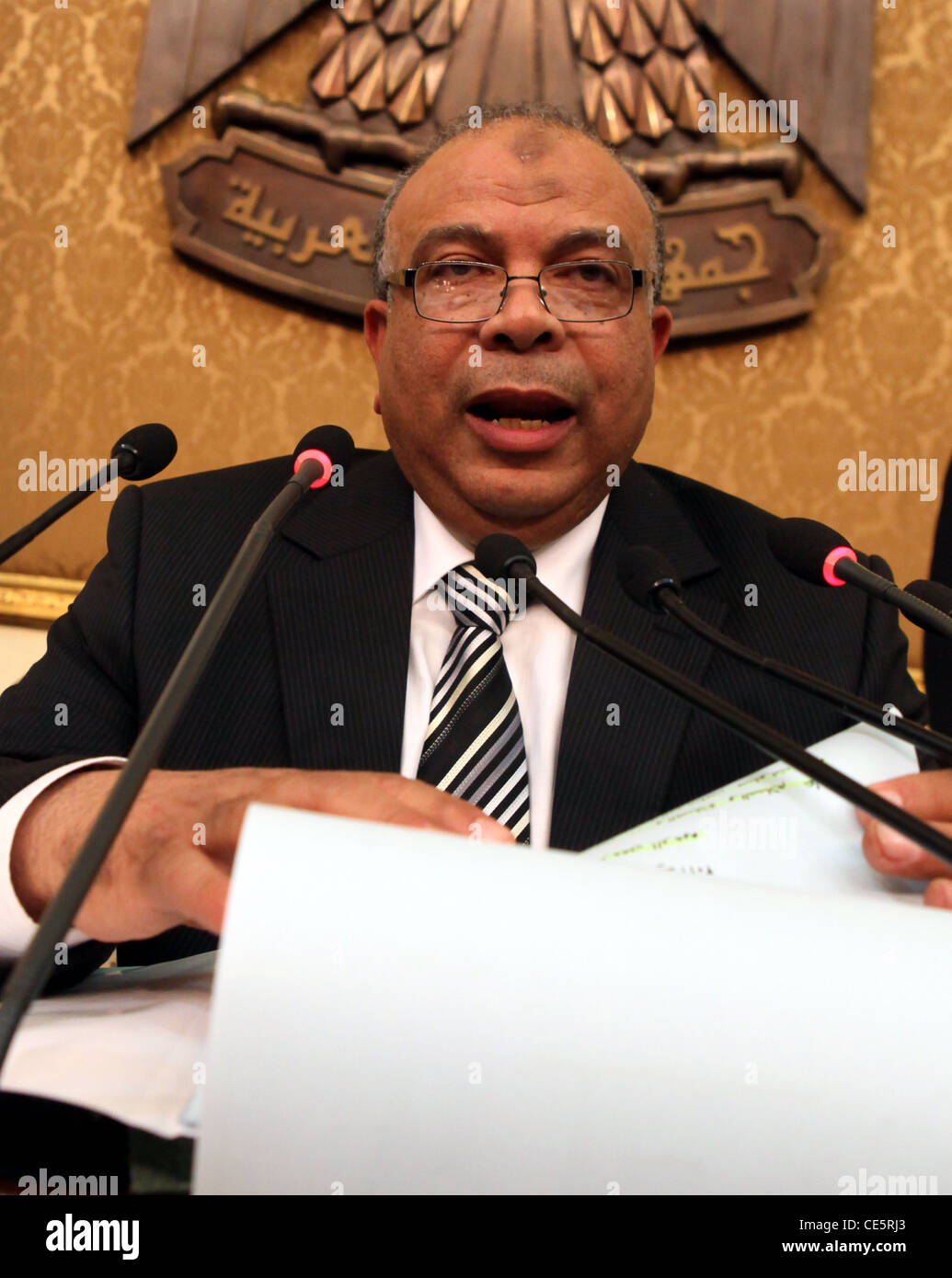 Saad Al-Katatny,(R) Mitglied der Muslim-Bruderschaft des Parlaments nominiert von der Freiheit, Brüderlichkeit und Gerechtigkeitspartei und den Kopf Stockfoto