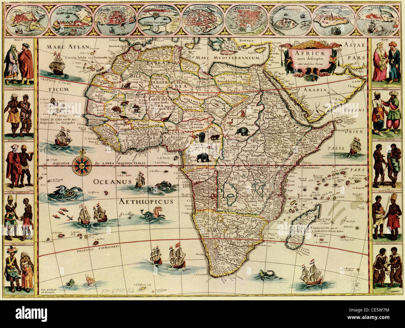 Antike Landkarte von Afrika. Stockfoto