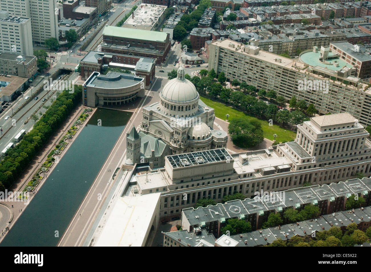 Christian Science Plaza, der First Church of Christ, Christian Science Center, Back Bay, Boston, Massachusetts, United States Stockfoto