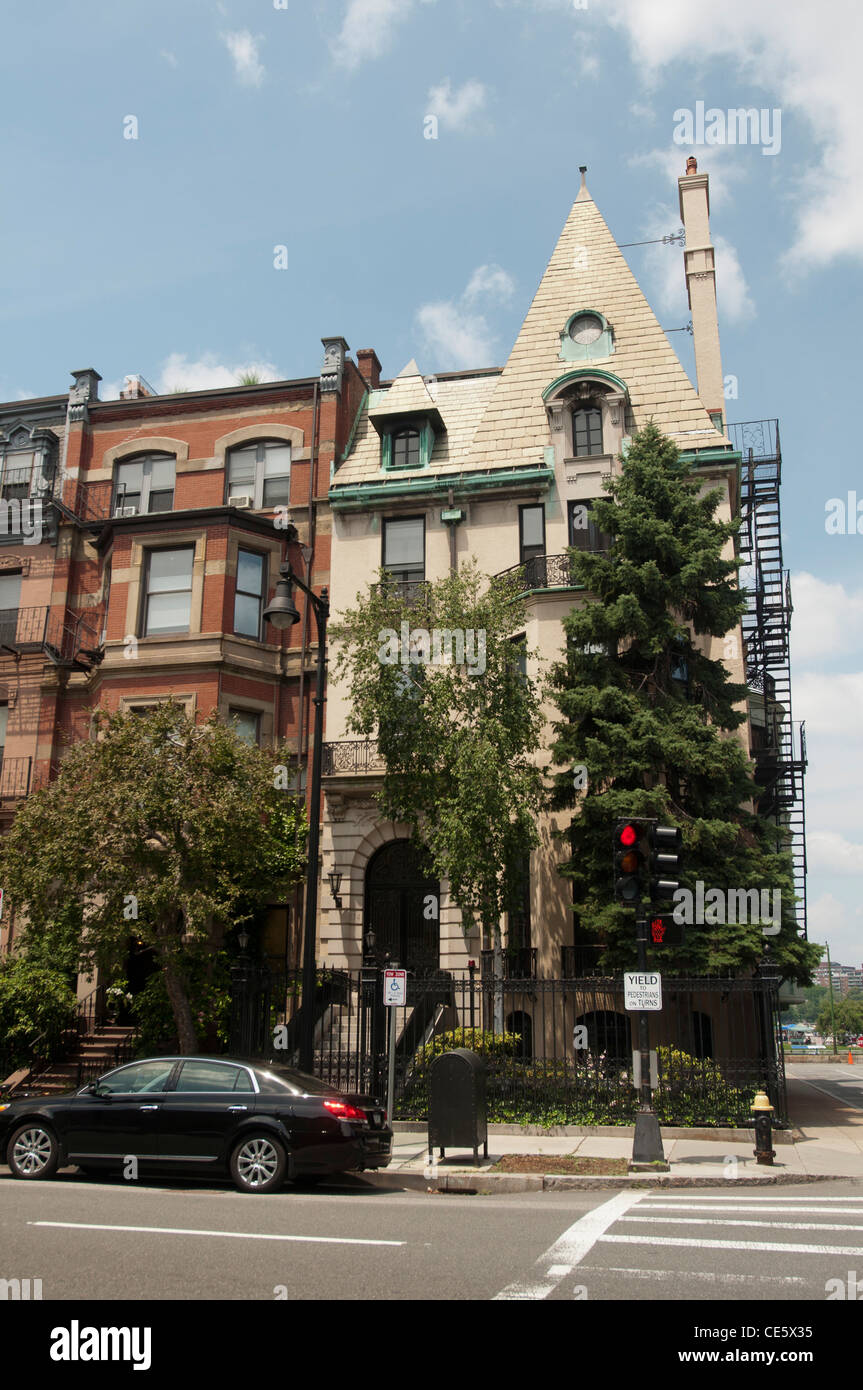 Erbe Wohn Reihenhäuser auf Beacon Street, Back Bay Area, Boston, Massachusetts, Vereinigte Staaten, USA, Architektur, t Stockfoto