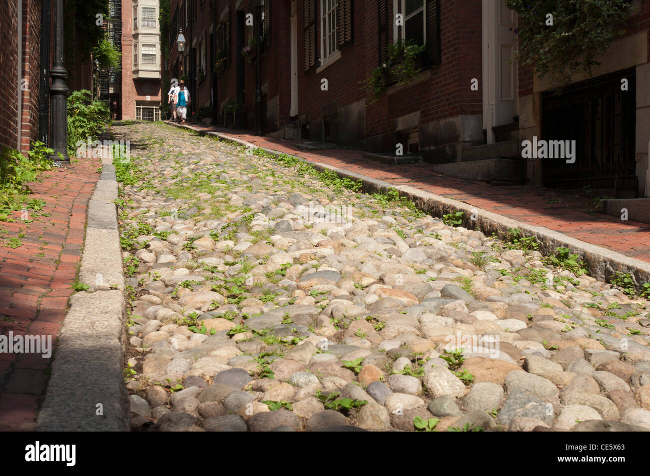 Malerischen gepflasterten Eichel Street, Beacon Hill, Boston, MA, USA, Massachusetts, USA, Nordamerika Stockfoto