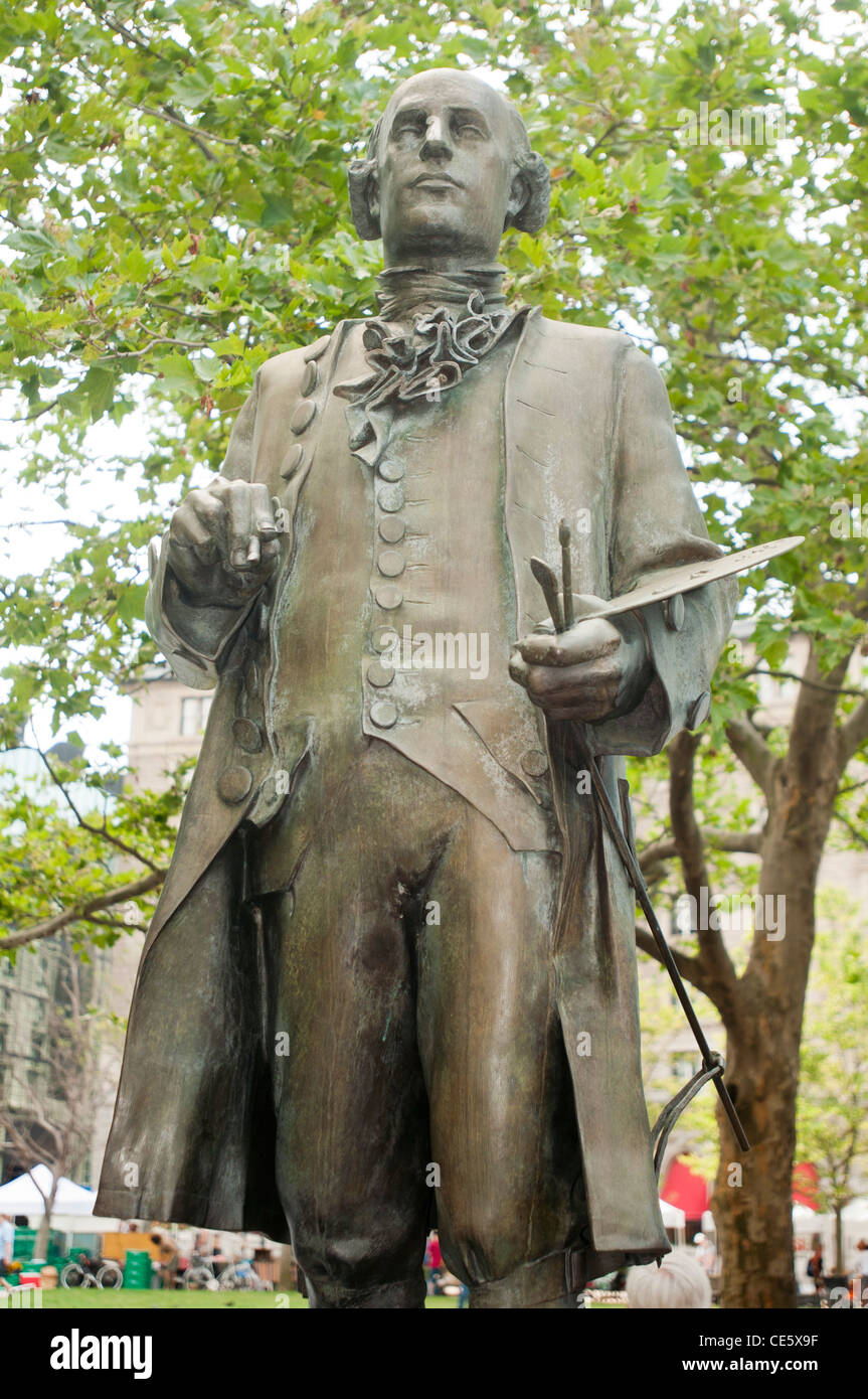 John Singleton Copley Metall-Statue, Porträtmaler, Boston, Massachusetts, Vereinigte Staaten, USA Stockfoto