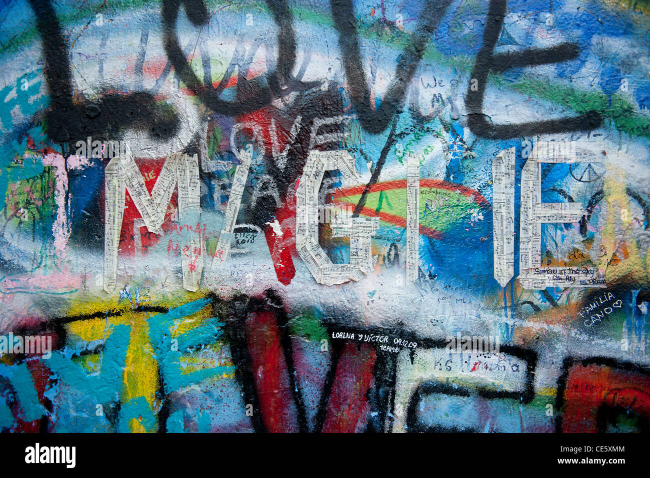 John Lennon-Tribut-Wand in der Mala Strana Teil der Altstadt in Prag, Tschechische Republik Stockfoto
